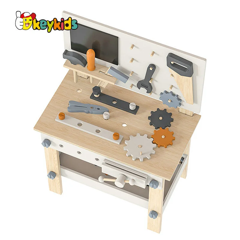 Customize preschool pretend play workbench wooden toy tool bench set for kids W03D076J